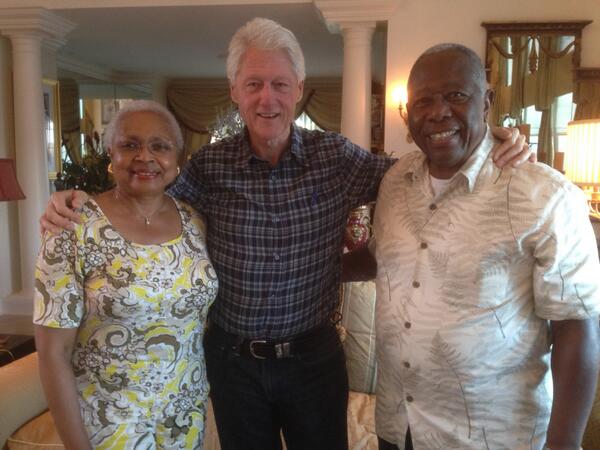 Nothing beats a visit with Hammerin' Hank – @HenryLouisAaron – and Billye on her birthday.