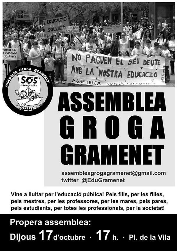 A les 17h <a href="/EduGramenet/">AssembleaGrogaGnet.</a> a la Plaça de la Vila! #santacoloma #gramenet!