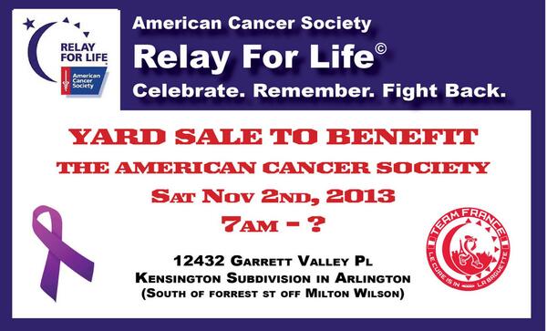 Relay38002's tweet photo. 11 yr old Team Captain hosts a yard sale Nov 2nd to benefit @ACSMemphis @RelayForLife #goteamfrance. http://t.co/0HyaeGnYOT