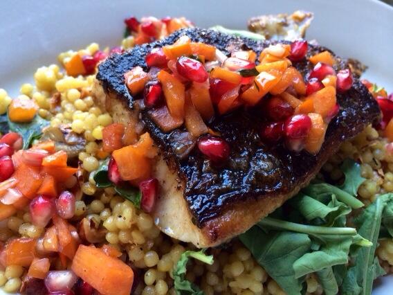 BANitpicker's tweet image. Black cod with Israeli couscous. Fall in love with Fall.