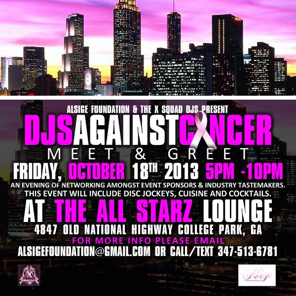 Tomorrow come out to All Starz Lounge in College Park #DjsAgainstCancer Meet &amp; Greet 5-10pm meet us there<a href="/tag/djsagainstcancer"class="tags"><span>#djsagainstcancer</span></a>