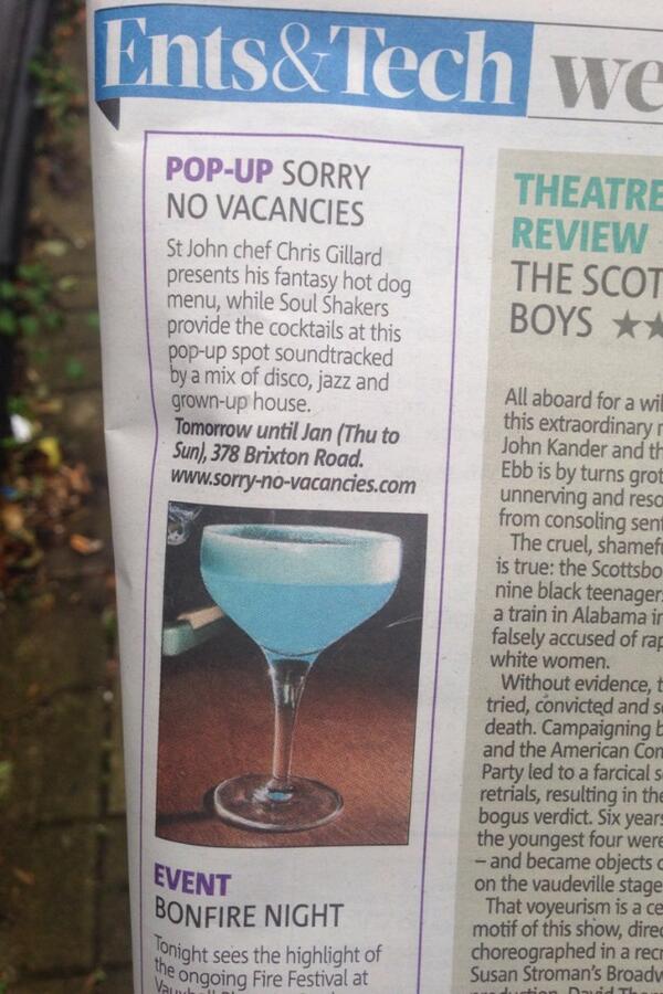 NoVacanciesHere's tweet photo. In the Metro today.. @soulshakersltd @ChefGillard http://t.co/KqrXyqUjng