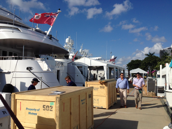 TheCrewReport's tweet image. Great photo of #superyachts getting ready for #FLIBS sent by William Thomas via the @SuperyachtNews App