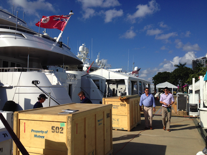 Superyacht's tweet image. &quot;Crates still on the quay as the final touches go into the many displays at #FLIBS!&quot; @NauticalStruct via SYN app.