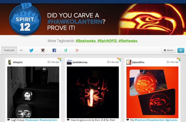 tagboard's tweet photo. The @Seahawks are truly embracing the season and their fan's creativity with #HAWKolantern: http://t.co/Oao5LAOE7i http://t.co/E9flS4qk6e