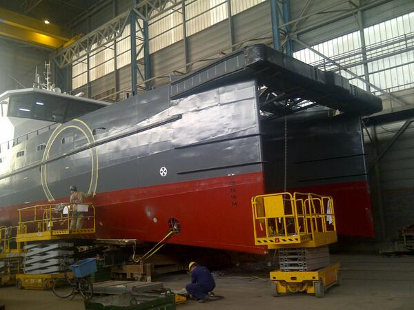 SureWindMarine's tweet photo. Picture just in of the preparations of the Sure Star - New Damen Vessel available for charter in December 2013 http://t.co/1T5FP0DGYU