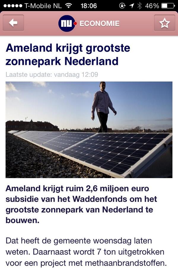 ArjanvanLeest's tweet image. #Ameland krijgt grootste zonnepark van NL. In 2020 willen ze volledig energieonafhankelijk zijn. #dit is pas ambitie