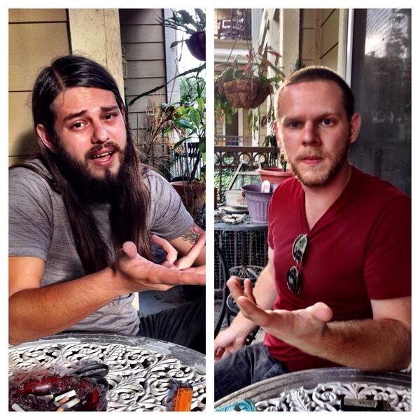 Ivoryline's tweet image. What could our bassist Shane and @MC4JamesN be planning? (Hint. It's may be a rock opera. Or a new band...)