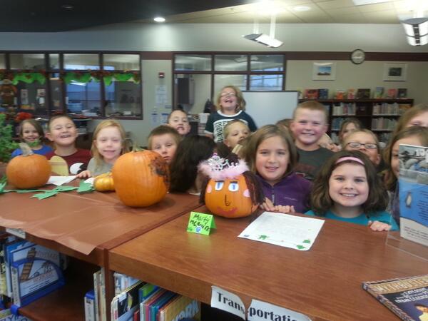 DESLibraryTweet's tweet photo. @MP3DCSD I love your Marty McGuire pumpkin #GRA13 @KateMessner http://t.co/Ra3GhYVzR3