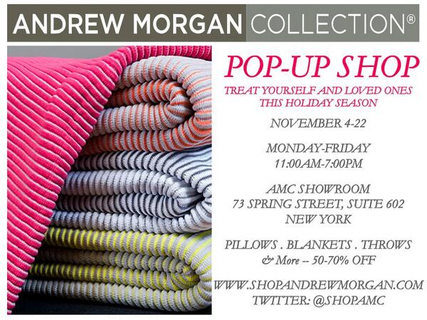 shopAMC's tweet photo. Andrew Morgan Collection Pop-Up Shop! November 4-22  @rackedny @NYCchicAPP @samplesally  @TheStylishCity http://t.co/DLLZOtVuN9