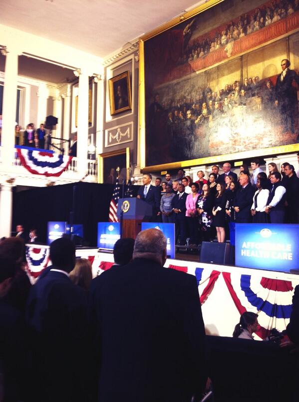 DevalPatrick's tweet photo. "I know this will work, Massachusetts has shown this model will work!" #AffordableCareAct @BarackObama http://t.co/FN0zxSEaUT