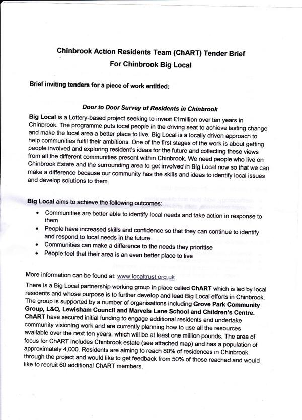 Inviting tenders "Door to door survey of residents"  See attached for details of how to submit your tender