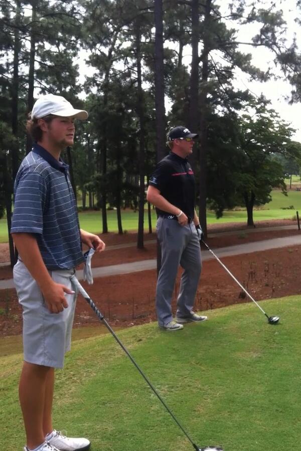 BCurren10's tweet photo. #TimBurke and I this summer at Pinehurst. In the #ReMaxWLDC finals right now. #LetItEat http://t.co/ec9tvzL0Mb
