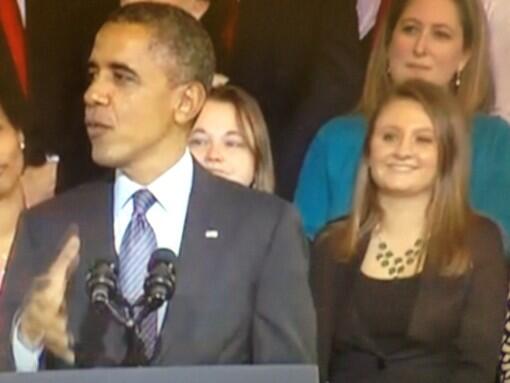 Alison_DEMS's tweet photo. It was such an honor listening to @BarackObama speak and shaking his hand!!! @OFA_MA #ofafellow http://t.co/N9fqI1a9sX