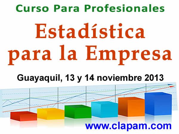 Clapam1's tweet photo. Curso Estadística para la Empresa
Dirigido a profesionales de sectores privado y público
Guayaquil, 13 y 14 noviembre http://t.co/xEvWyM4sXc