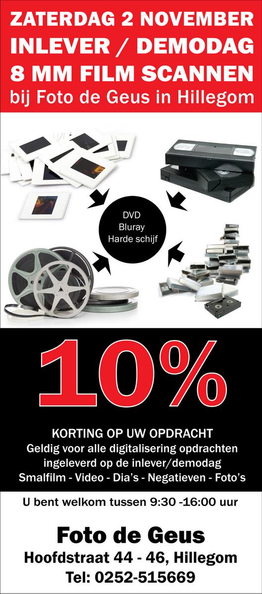 Zaterdag 2 november a.s: Demodag Bakker Media Center. Mooie demo van Super 8 naar Bluray + 10% korting op uw opdracht