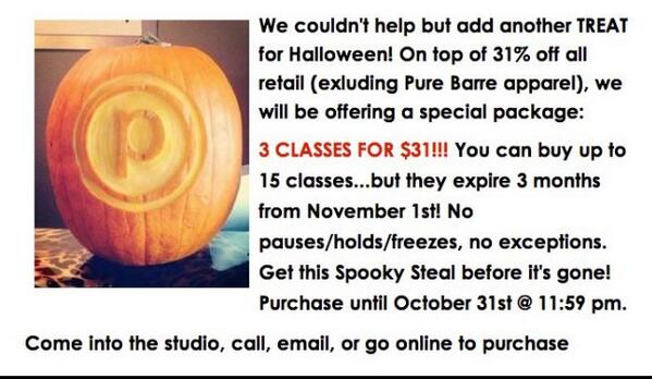 PBMtLebanon's tweet image. Another TREAT this Halloween!! #purebarremtlebanon #spookyspecial