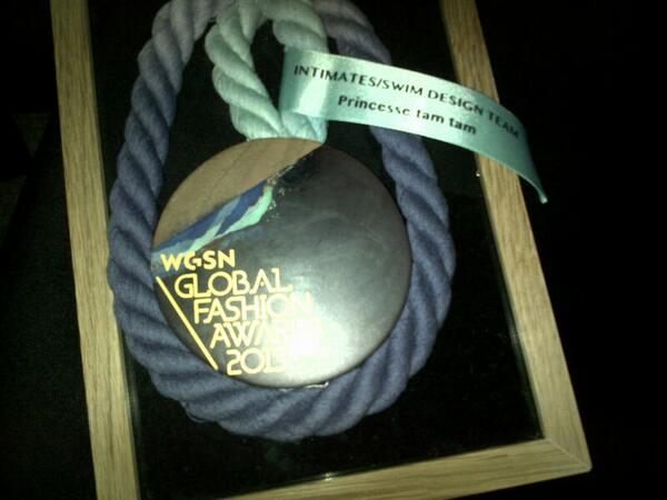 The award itself! Huge congratualtions to @princessetamtam! #gfa2013 #WGSN