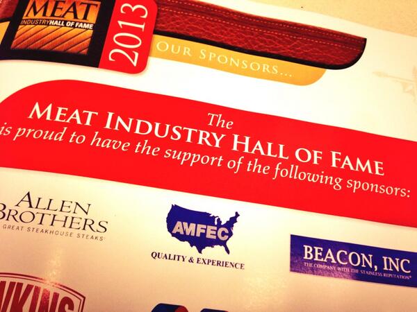 AMFEC's tweet photo. We're excited to be a sponsor of the Meat Industry #HallOfFame! Dinner on Sunday night in Chicago! #ProcessExpo http://t.co/9RyKCtdDzB