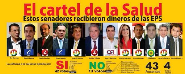 Estos serían los congresistas financiados por las EPS's. Así, cómo?