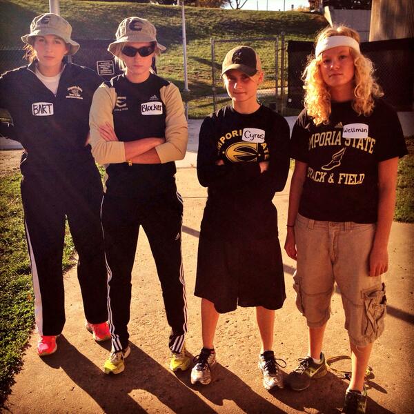 VanillaaWeiss's tweet image. The Halloween 4x400 coaching staff. 😊 #ESUTF