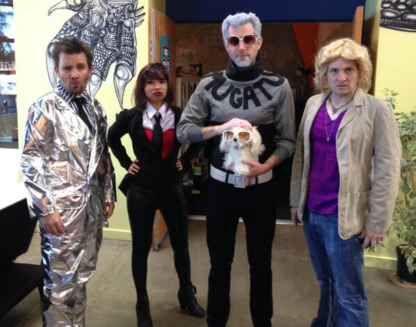 coburnhawk's tweet photo. the design team in the #magento costume contest... Obey my dog! There was a walk off http://t.co/7ZEykim2Cf