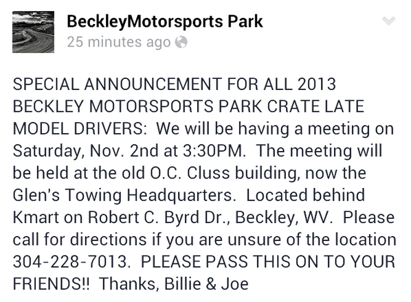 Beckley Motorsports tweet media