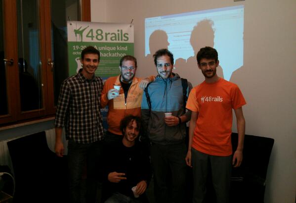 Dodazzo's tweet image. Thumbs up for @pigatss and for the guys of #48rails (for the beers too ofc ^^). Good luck to everyone!