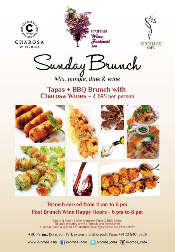 aromas cafe on Twitter "Sunday Brunch aromascafe abcfarms pune 11am