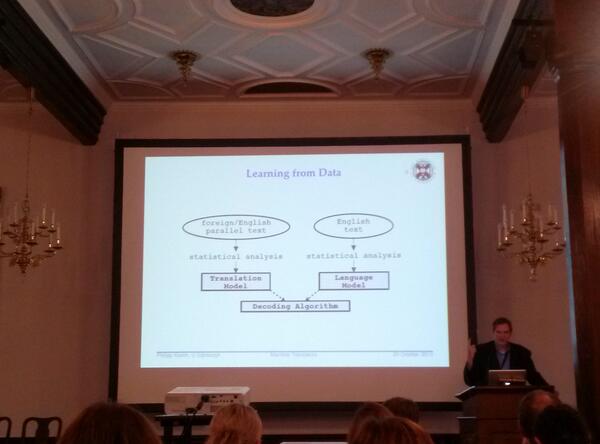 whitesyllable's tweet image. Day 2 at #trikonf2013, Philipp Koehn on Machine Translation and Human Translation