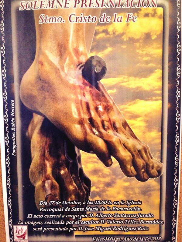 pasionevtv's tweet photo. El 27 de Octubre a las 13:00 hs. en Santa María, se presentará el Stmo. Cristo de la Fe, obra de Valerio Tellez http://t.co/3KzcB26D3b