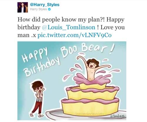 Harry Styles On Twitter How Did People Know My Plan Happy Birthday Louis Tomlinson Love You Man X Http T Co Vlnfv9co