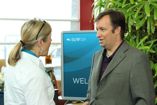 SurfAir's tweet image. Happy birthday to #SurfAir team member @Justin_Hart! Throwback photo of him &amp;amp; our Concierge Director on launch day: