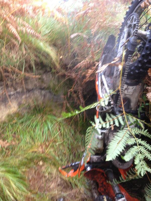 I lay in the bottom of the hole for a bit then got the bike out and carried on this all happened on lap one