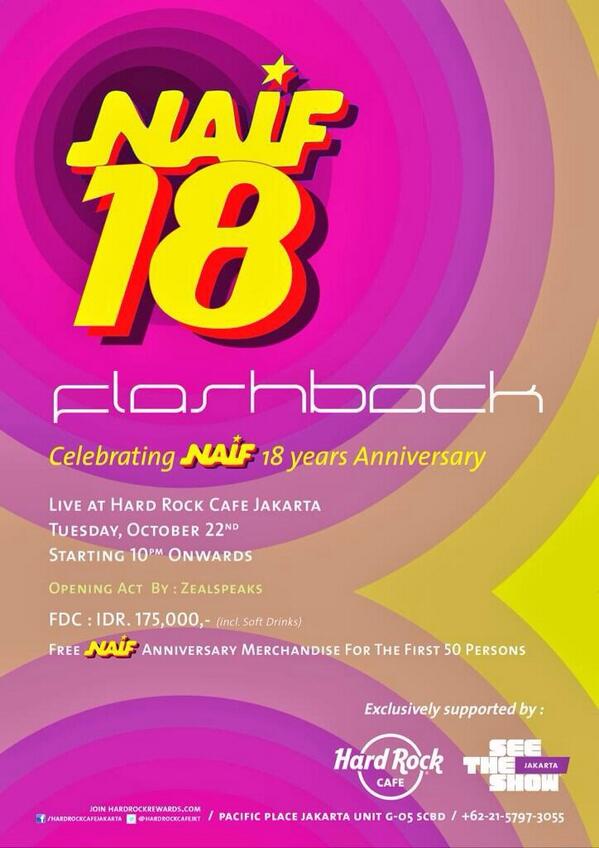 Naifband's tweet photo. Happy #seniNAIF #kawaNAIF, mari kita rayakan bersama AnNAIFersary 18th :) http://t.co/KPAEagQcmb