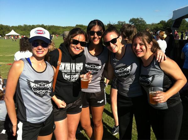 AFLGoingGlobal's tweet photo. New York Magpies Women's team celebrating at US Nationals Austin Texas http://t.co/P1yPihw1wF