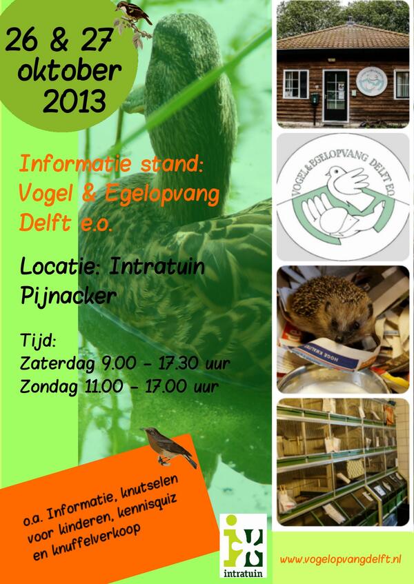 Vogel_Opv_Delft's tweet photo. Komend weekeind staan wij met onze infostand bij de Intratuin in Pijnacker. http://t.co/lrz5vED9mY