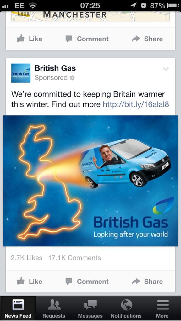 Epic social media fail for <a href="/BritishGas/">British Gas</a>... 17.1K very angry comments and the day is young... #brandgonebad!!!