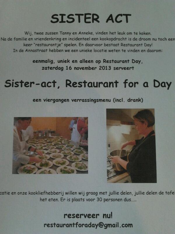 Tannyrijswijk's tweet image. Eerste reserveringen zijn binnen maar er is nog plek op 16 november in Restaurant for a Day! #RestaurantDay #Delft