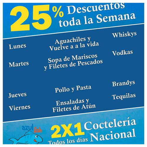 Azul_Fish's tweet image. Estas son nuestras promociones para esta semana.
¡¡Te esperamos!!