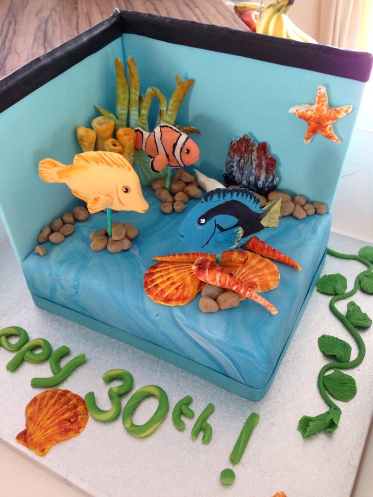derek cowan on Twitter "Marine fish tank cake! All completely edible