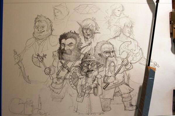 ShootThoseShits's tweet photo. D&amp;D character drawings in the works.  Pilkin center, Daro and Horace left, Graim and Clout right.#Dungeonsanddragons http://t.co/AiUVNnYHwl