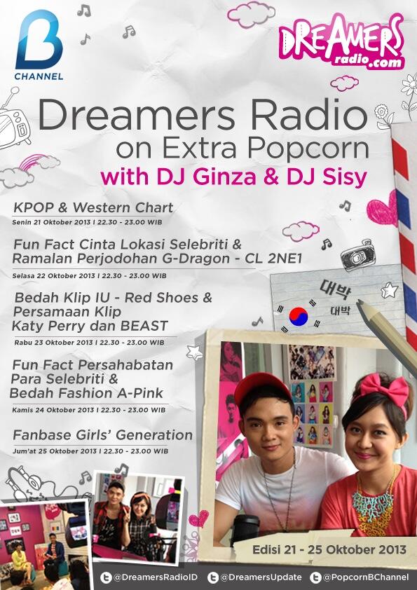 Dreamers jangan lupa nonton ya malam ini 22.30 wib Dreamers Radio on <a href="/PopcornBChannel/">PopcornBChannelTV</a> w/ <a href="/ginzarheza/">GINZA RHEZA</a> <a href="/SisyRachman/">Sisy O Rachman</a>