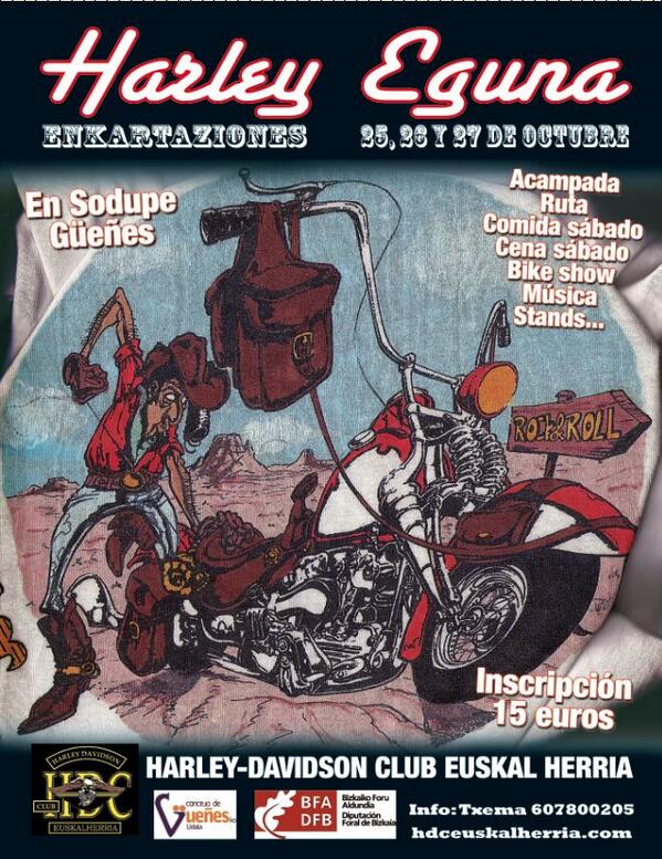 HDCCatalunya's tweet photo. Este fin de semana Harley Eguna en Sodupe, no os lo perdais. HDC Euskalherria. http://t.co/rIxdorxfEo