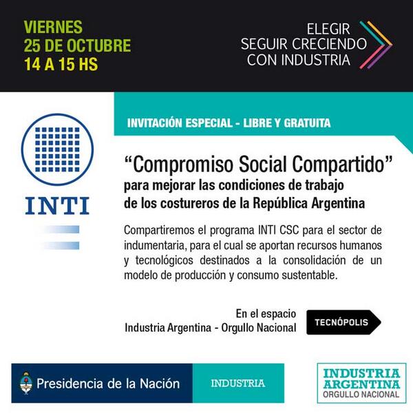 OdtINTI's tweet photo. Presentación de ¨Compromiso Social Compartido¨, para mejorar las condiciones de trabajo de los costureros del país! http://t.co/UOmYCDer2T