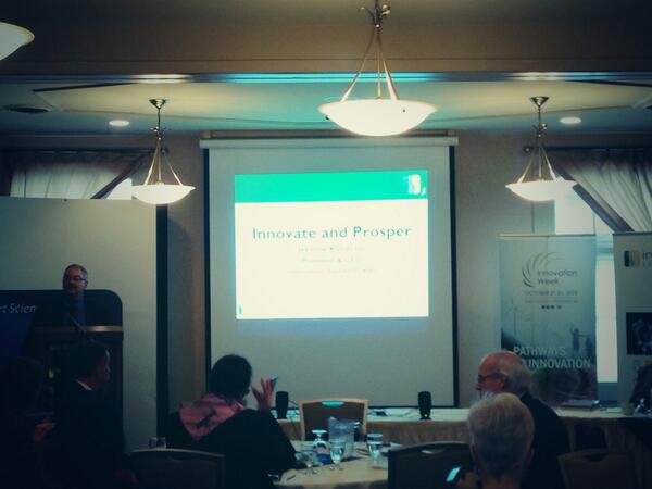 SREDA_SK's tweet photo. Jerome Konecsni speaks @SKInnovationWk seminar "Innovation ensures a high &amp; sustainable quality of life" #yxe http://t.co/gPcEfRRcQF