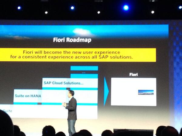 jhmoy's tweet photo. "Fiori will become the new user experience for a consistent experience across all SAP solutions". #SAPTechEd http://t.co/hacgsaowyZ