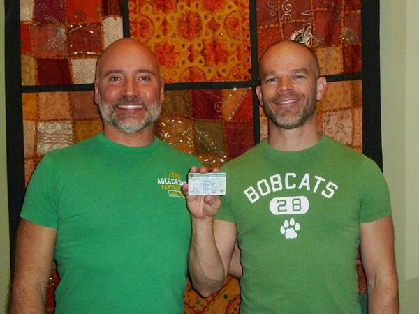 IEquality's tweet photo. Ron &amp; Charles from upstate #NY just got their green card! RT to say congrats &amp; donate: http://t.co/KRnYjzhpBh #LGBT http://t.co/eoWqdtCxBC