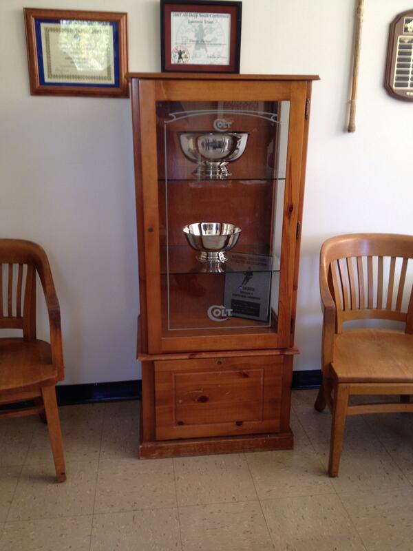New trophy case in the office for the MVP and Unsung Hero Awards