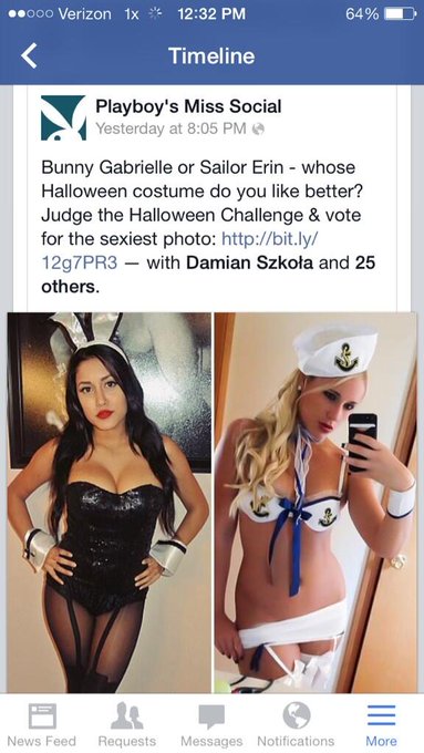Ehh I pick the sailor 😜 #playboy #playboymisssocial 🎃👻 http://t.co/edrHfVkdca<a href="/tag/playboy"class="tags">#playboy</a><a href="/tag/playboymisssocial"class="tags">#playboymisssocial</a>